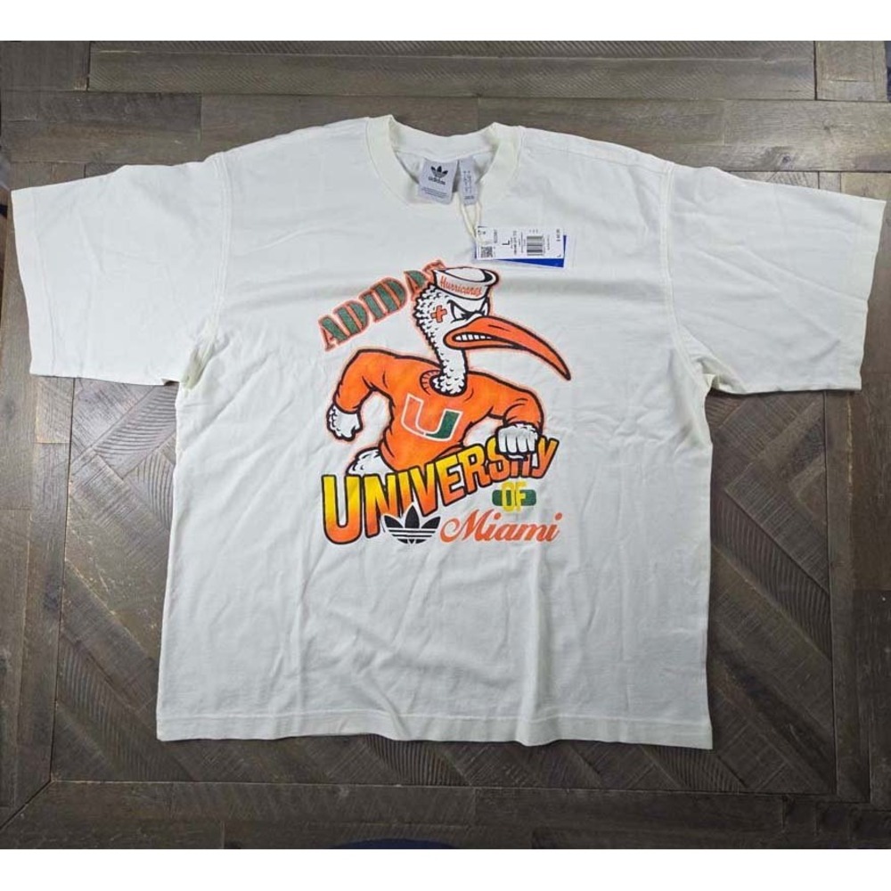 Adidas Originals University of Miami Hurricanes Sebastian Ibis Tee Large NWT
